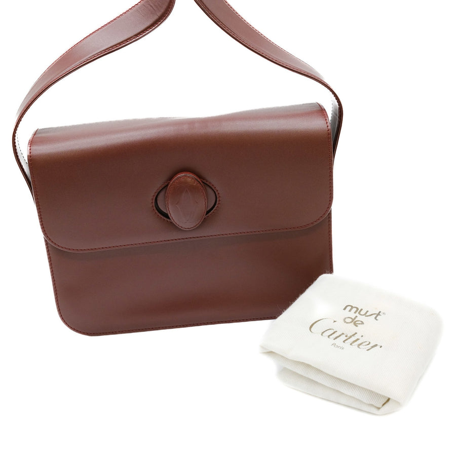 Cartier Leather Shoulder Bag with Dust Bag and Card