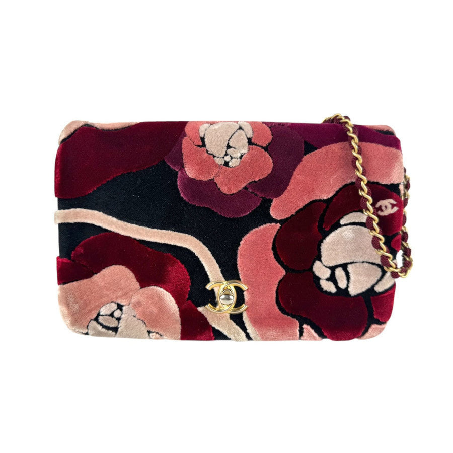 Chanel Velvet Camellia Bag with Guarantee Card and Italian Craftsmanship