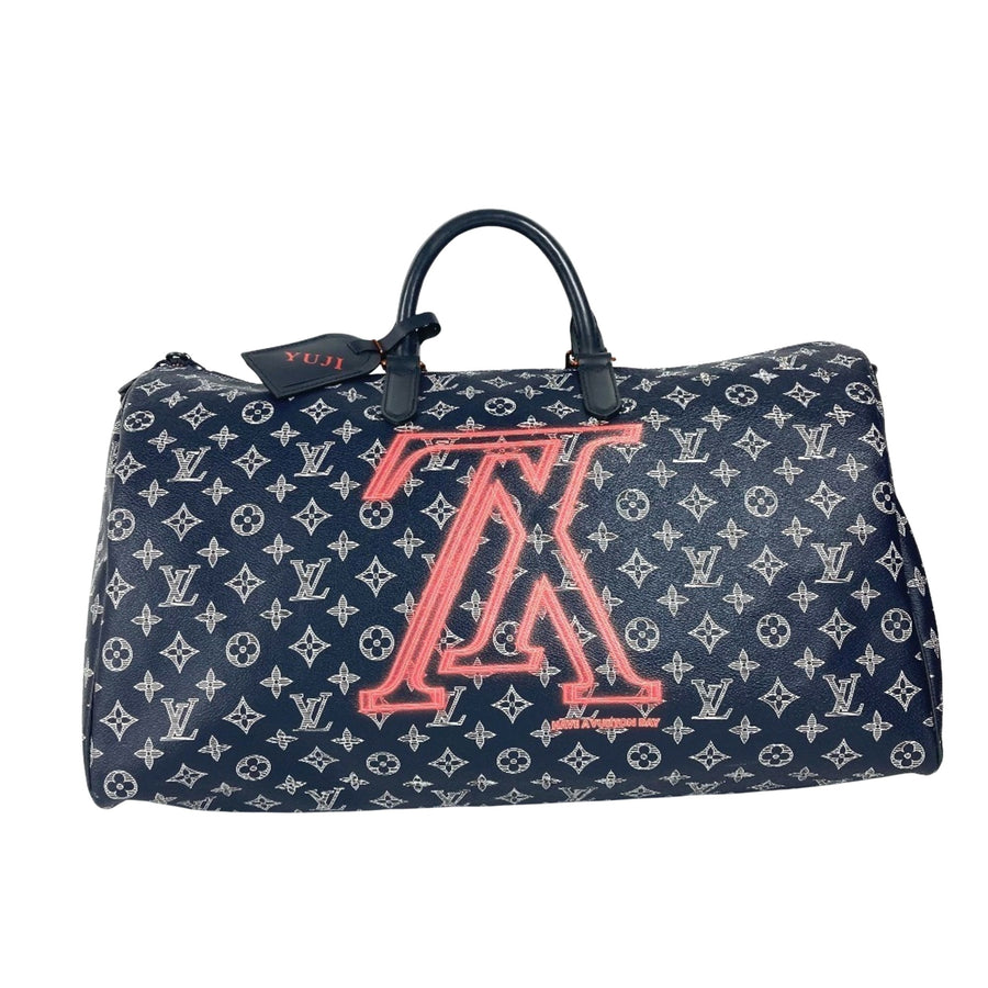 Louis Vuitton Luxury Canvas Travel Bag with Key Name Tag and Padlock