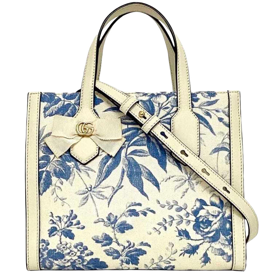 Gucci Canvas Ribbon Shoulder Bag with Shoulder Strap