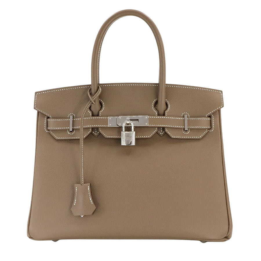 Hermes Leather Birkin Handbag with Clochette Dust Bag Key and Padlock
