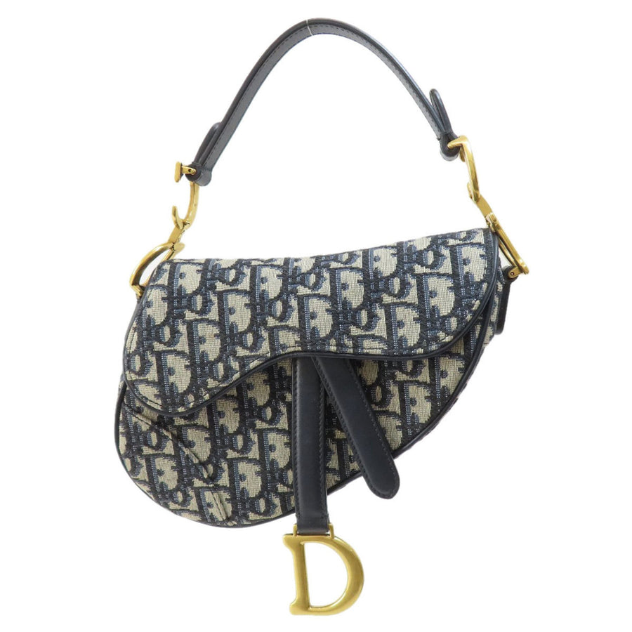 Dior Saddle Canvas Shoulder Bag with Metal Fittings