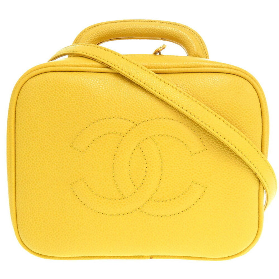 Chanel Leather Vanity Bag with Shoulder Strap and Guarantee Card
