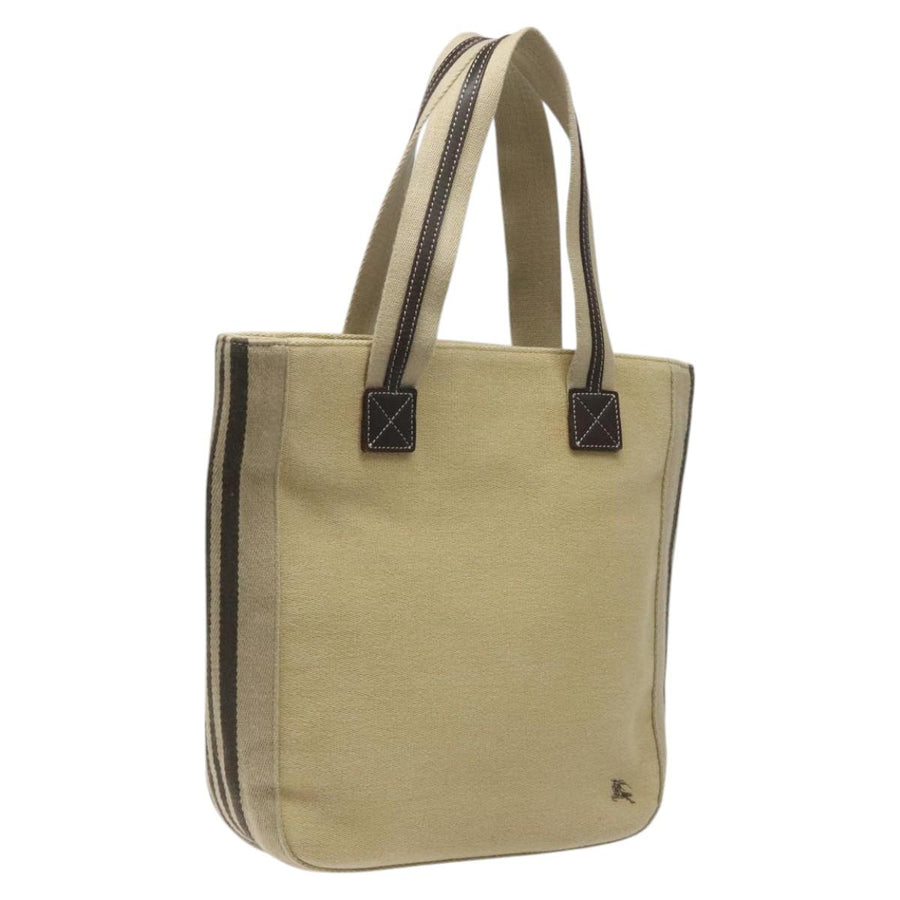 Burberry Canvas Tote Bag with Leather Trim and Handle Drop