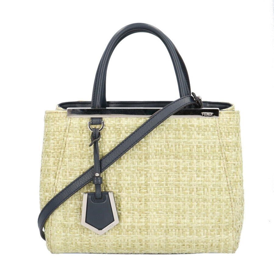 Fendi Chic Wicker Handbag with Charm and Shoulder Strap