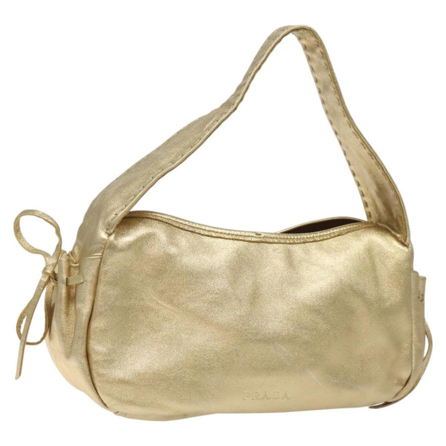 Prada Elegant Leather Ribbon Bag with Guarantee Card