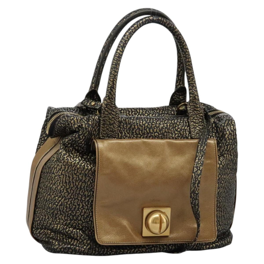 Chloe Elegant Leather Shoulder Bag with Gold-Tone Metal Fittings