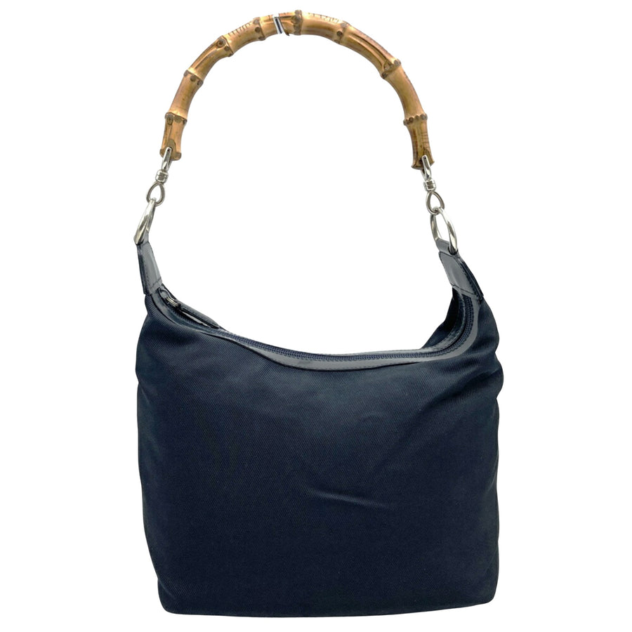 Gucci Bamboo Handle Canvas Shoulder Bag
