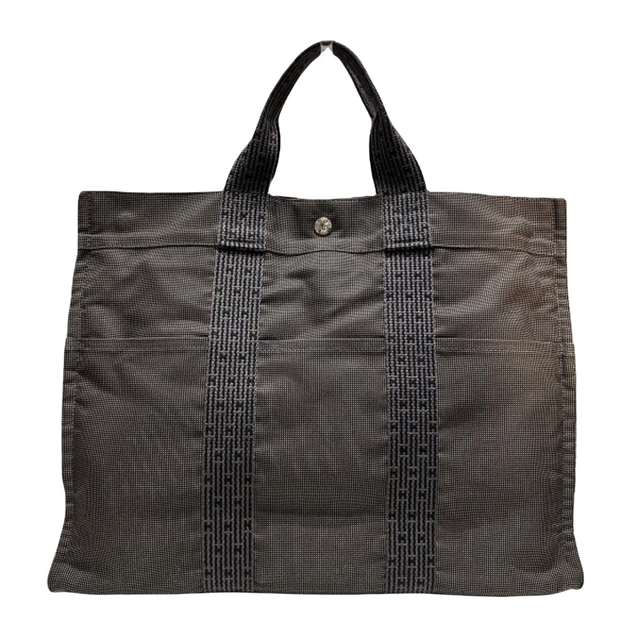Hermes Canvas Tote Bag with Metal Fittings