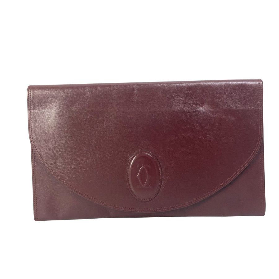 Cartier Leather Shoulder Bag with Dust Bag and Metal Fittings