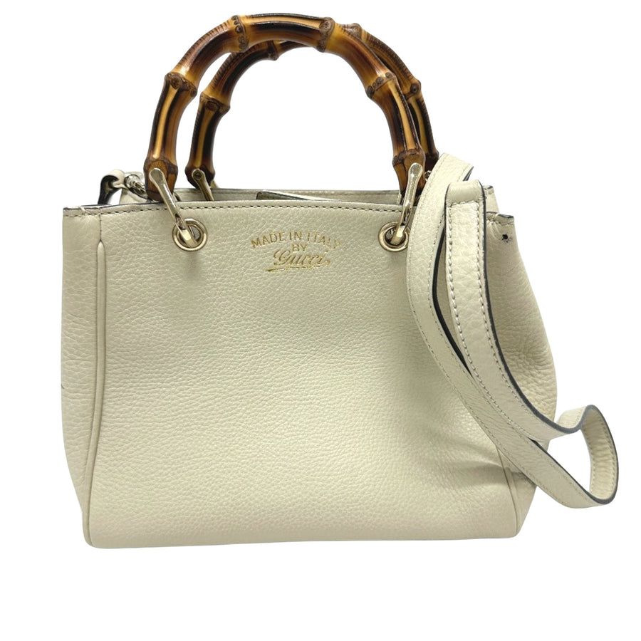 Gucci Bamboo Leather Shoulder Bag with Dust Bag and Strap