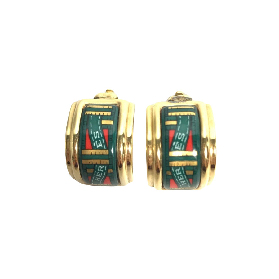 Hermes Gold Plated Earrings with Box and Slight Scratches