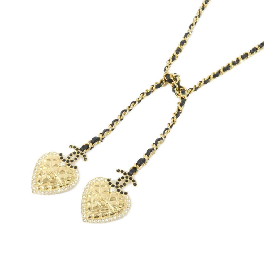 Chanel Double Heart Crystal Pendant Necklace