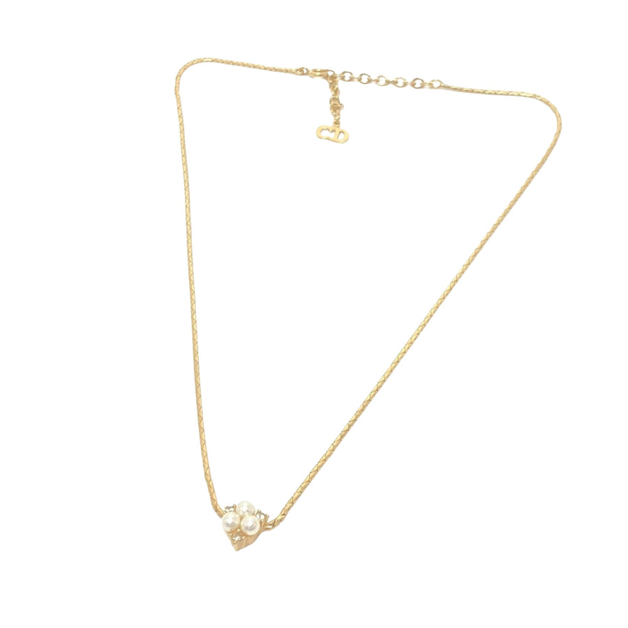 Dior Pearl Flower Pendant Necklace