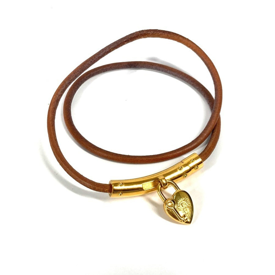Hermes Leather Bracelet Heart Padlock Charm