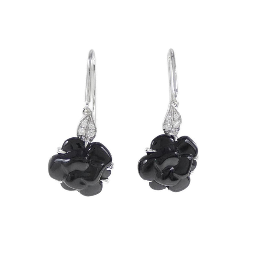 Chanel Rose Resin Earrings with Leaf Accent