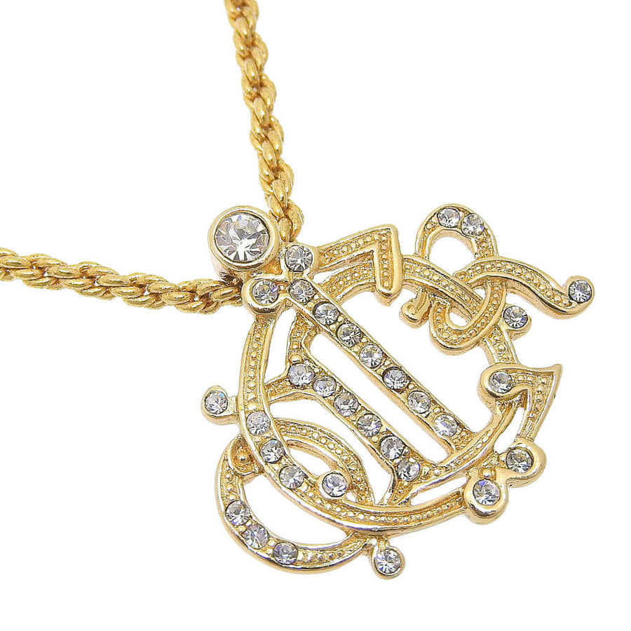 Dior Dior Logo Crystal Pendant Necklace