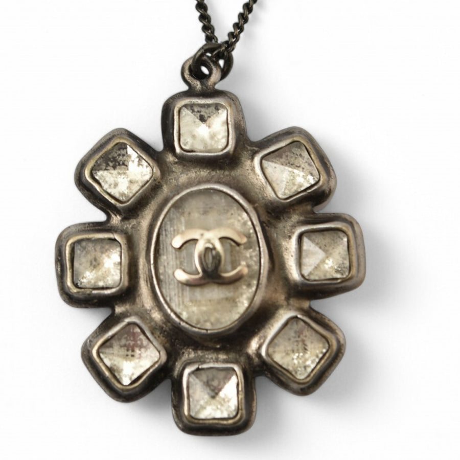 Chanel Crystal Flower Pendant Necklace