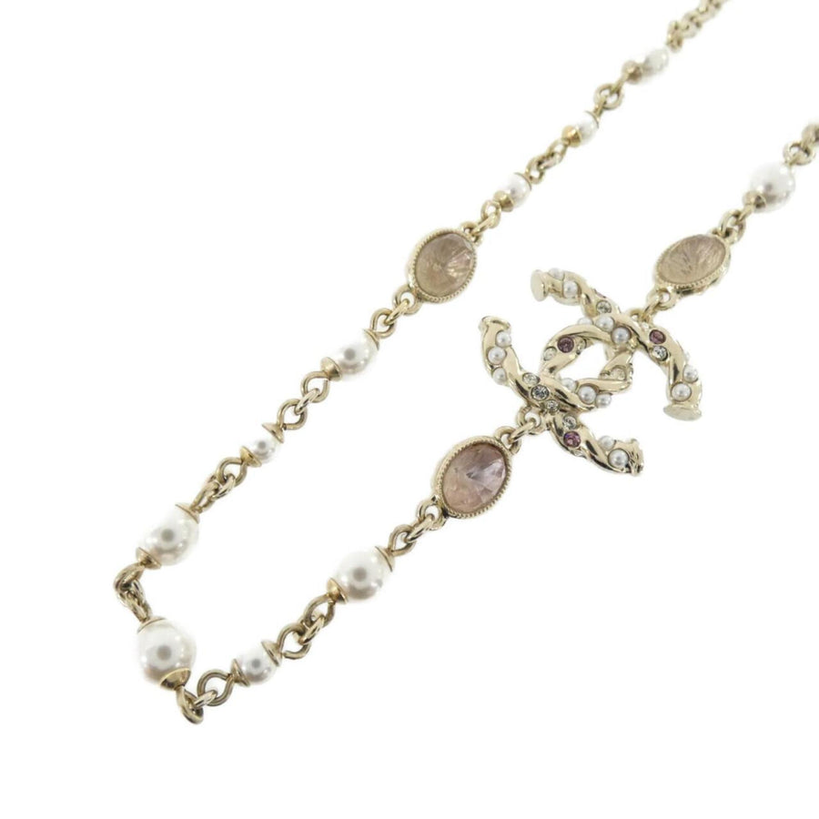 Chanel Pearl  Crystal Pendant Necklace