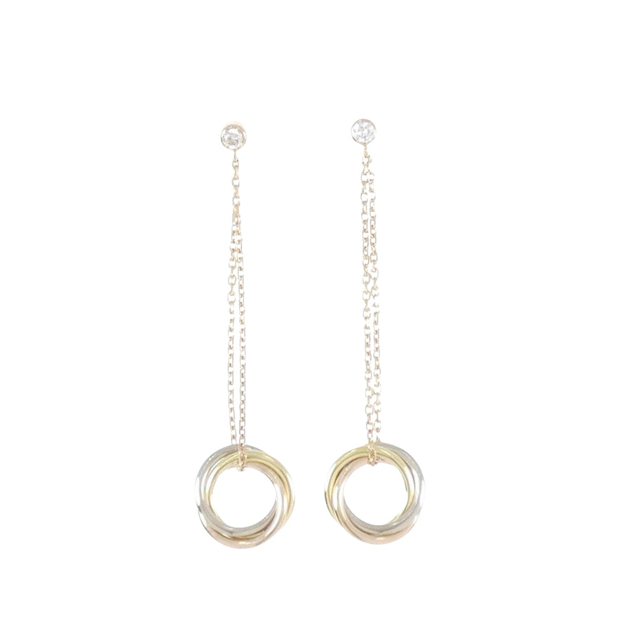 Cartier TriColor Gold Circle Drop Earrings