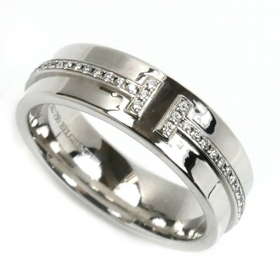 Tiffany & Co. Platinum Diamond Ring with T Logo