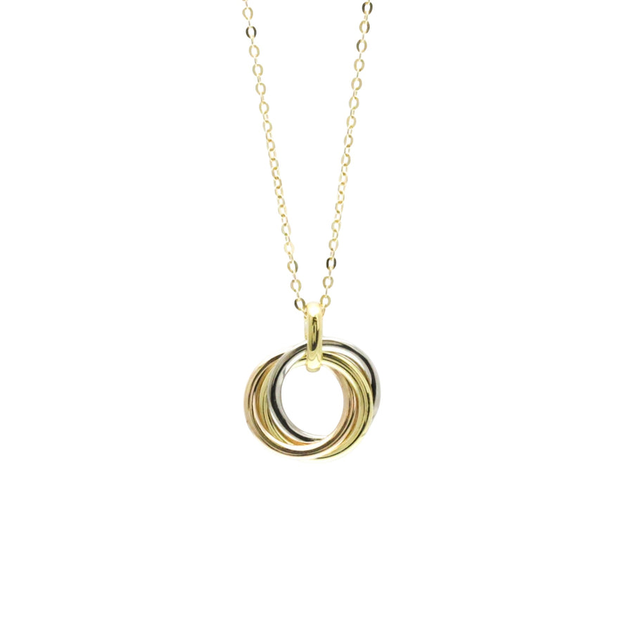 Cartier Interlocking Rings TriGold Necklace