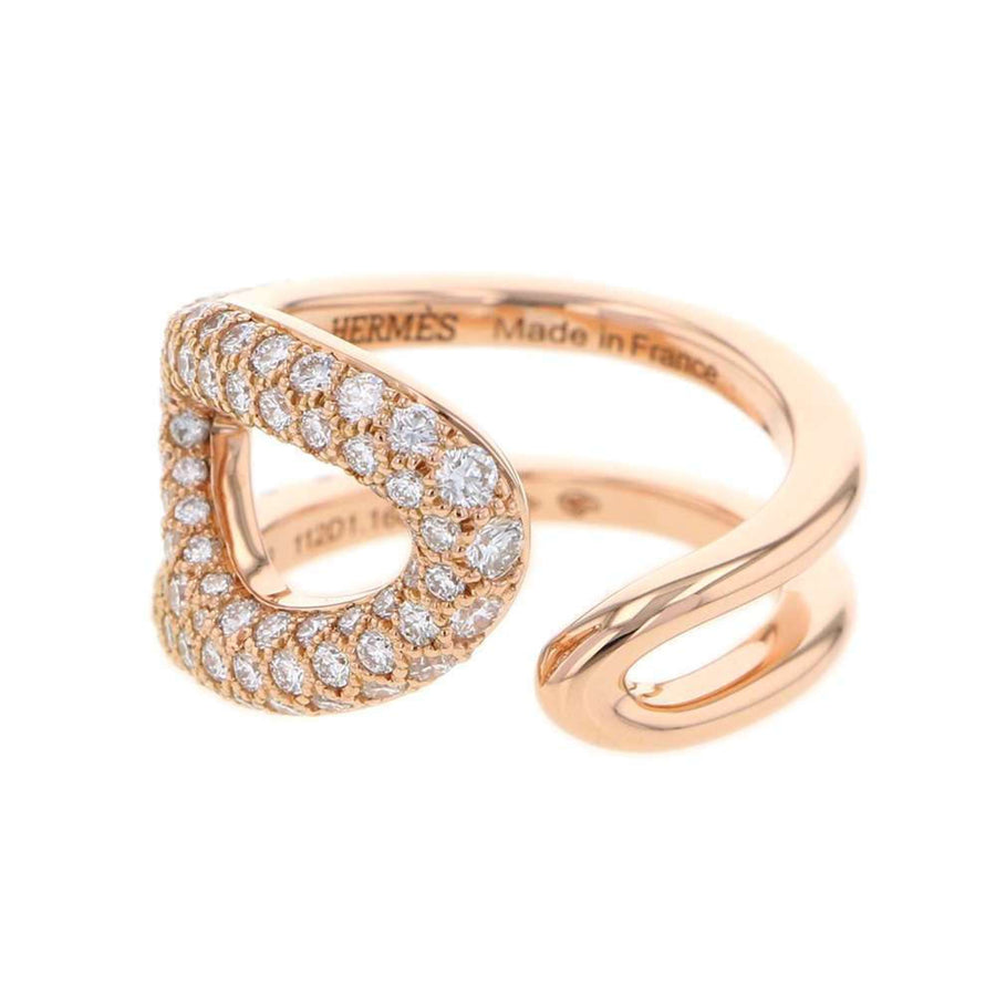 Hermes Rose Gold Diamond Pave Ring