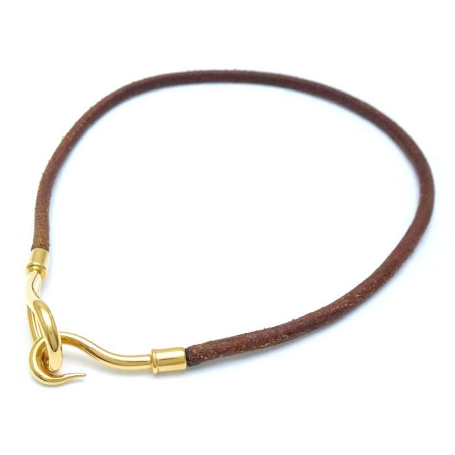 Hermes Leather Bracelet with Gold Clasp