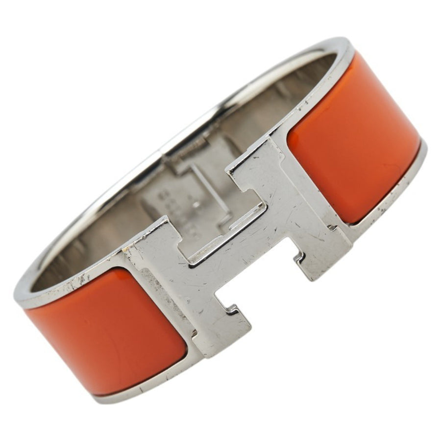 Hermes H Cuff Bracelet Orange Resin