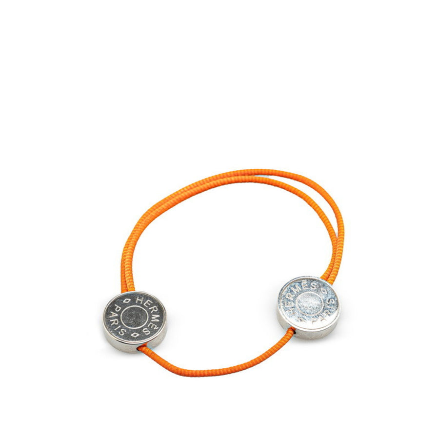 Hermes Orange Cord Bracelet with Metal Charms