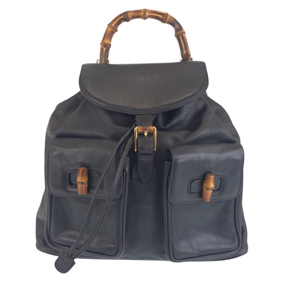 Gucci Leather Backpack Bamboo Handles