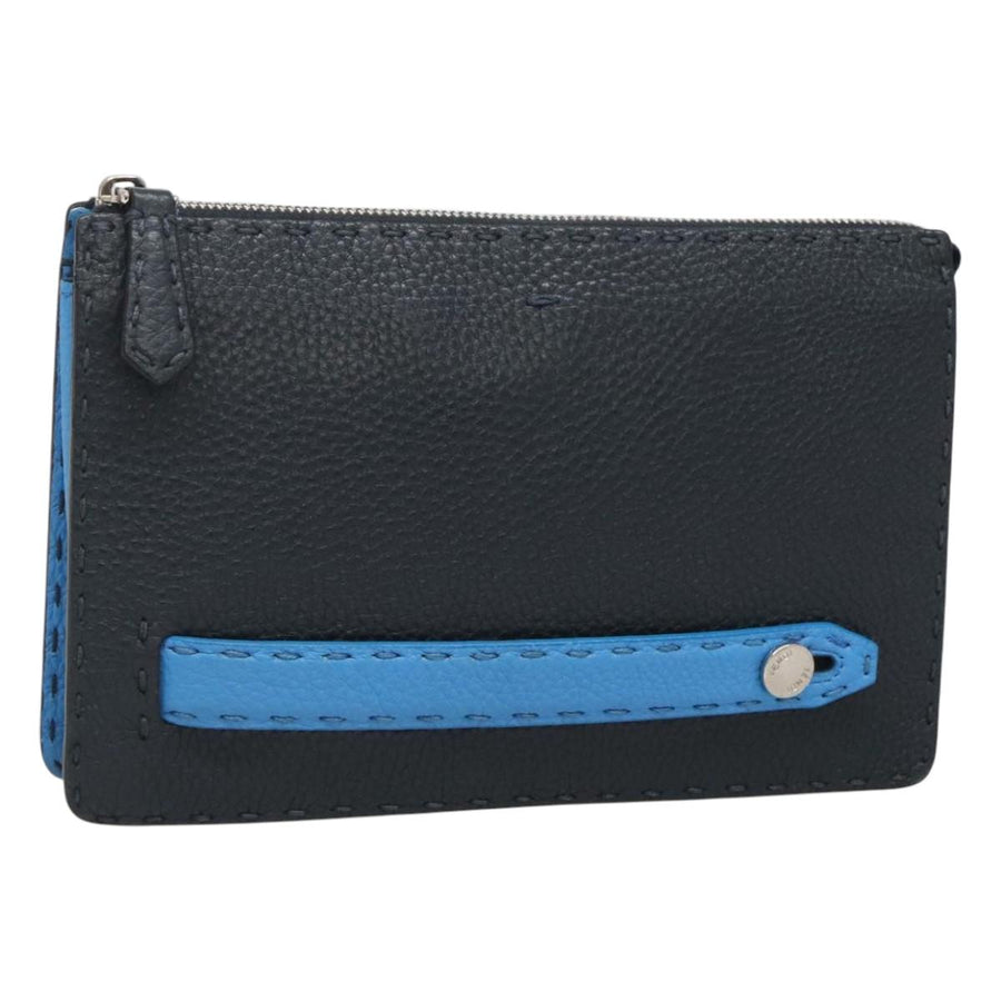 Fendi Leather Clutch with Zipper Closure
