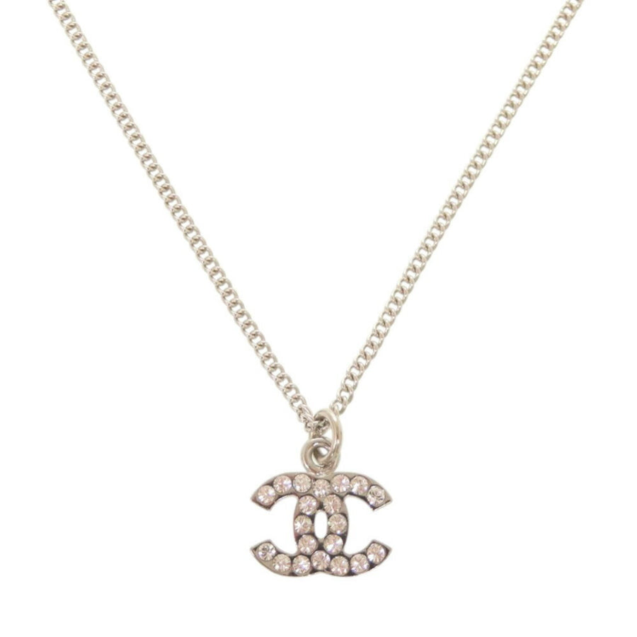 Chanel Chanel Logo Crystal Pendant Necklace