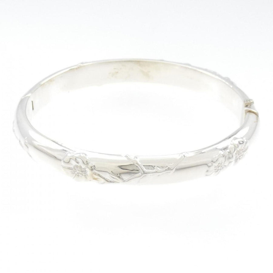 Tiffany & Co. Floral Hinged Silver Bangle