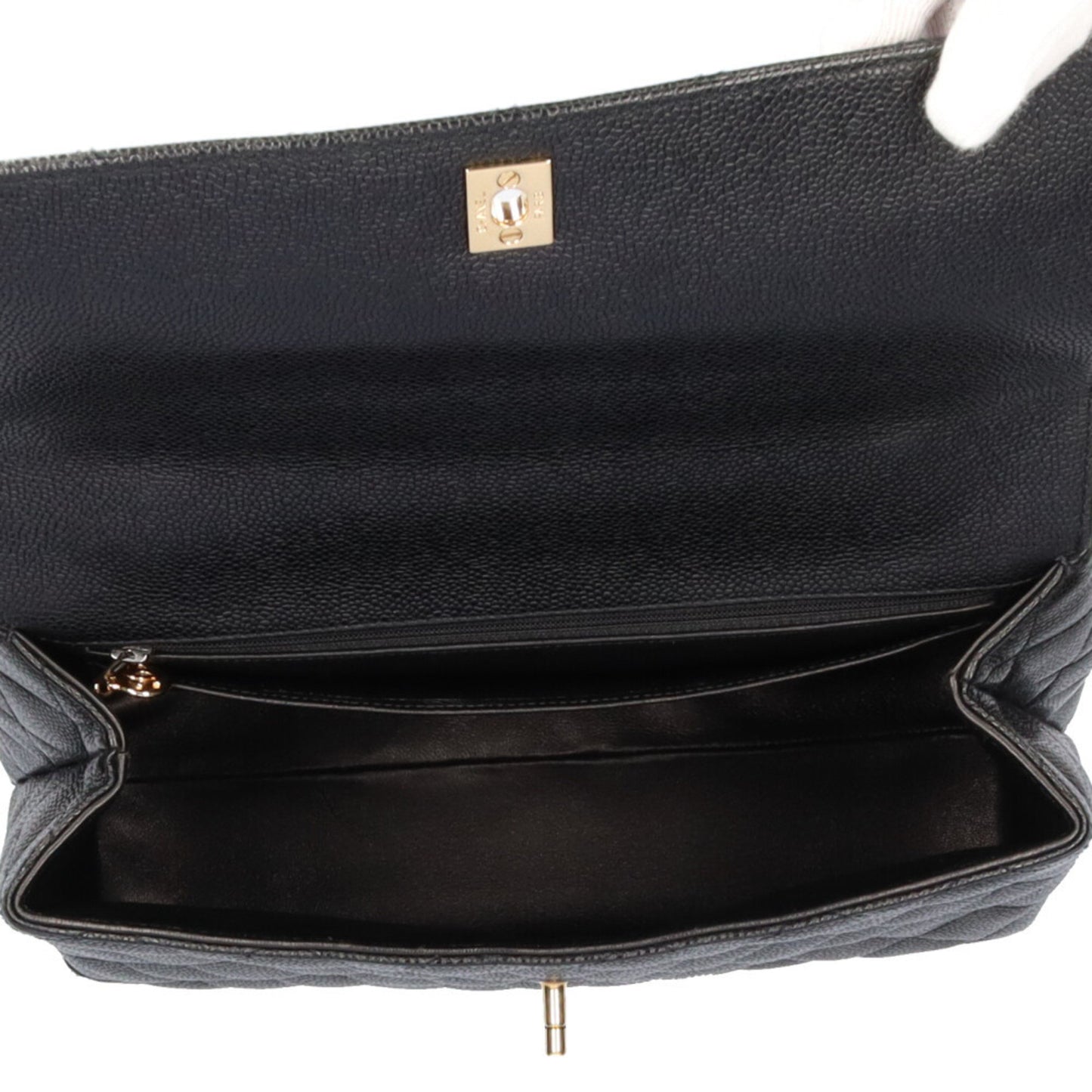 Chanel Black Leather Coco Mark