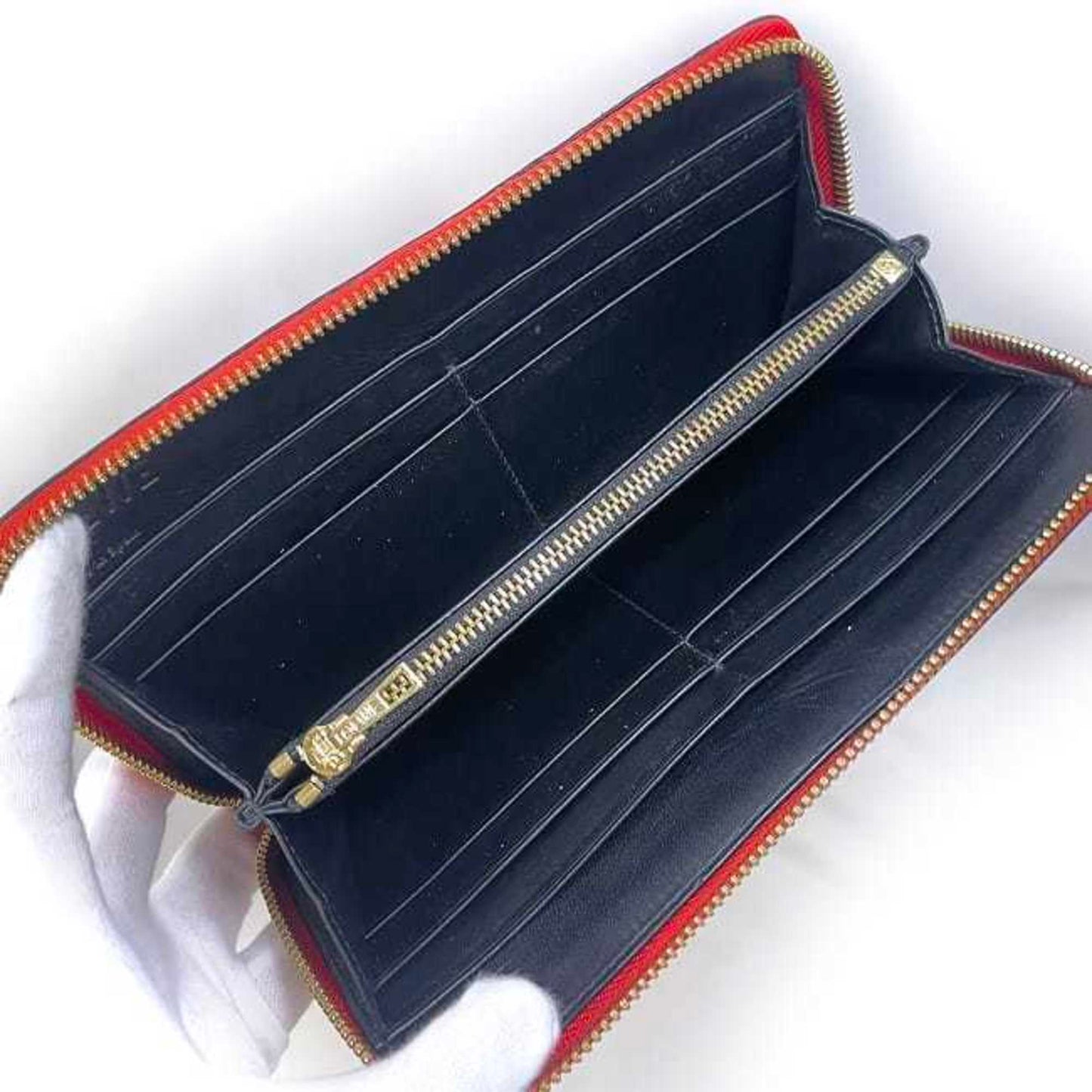 Loewe Red Leather Repeat Zip Around Wallet