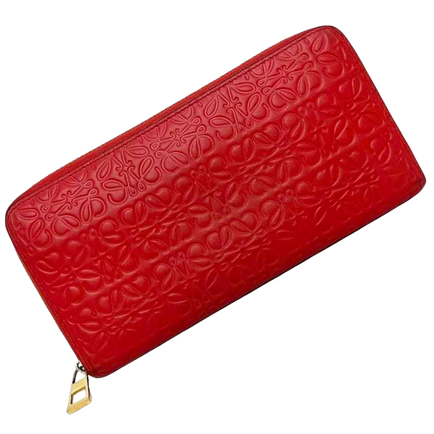Loewe Red Leather Repeat Zip Around Wallet