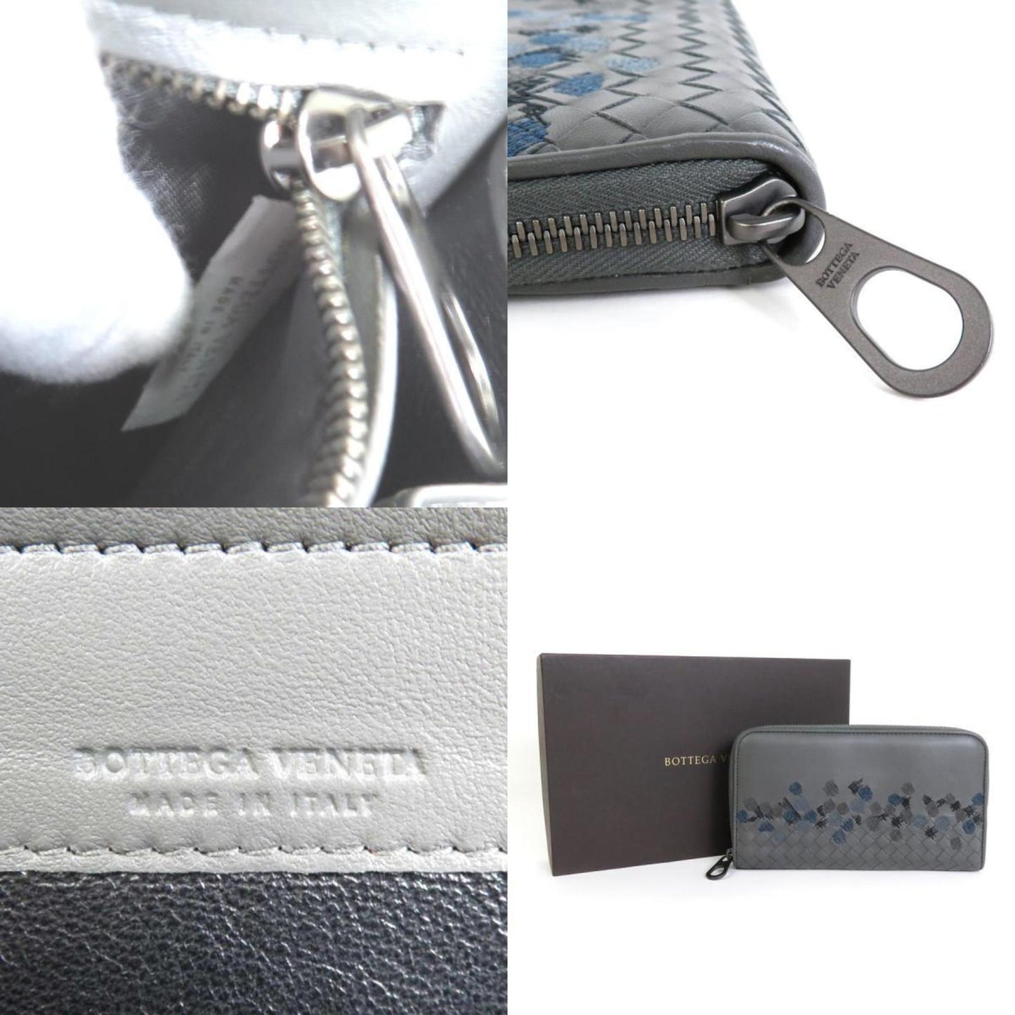Bottega Veneta Gray Leather Intrecciato