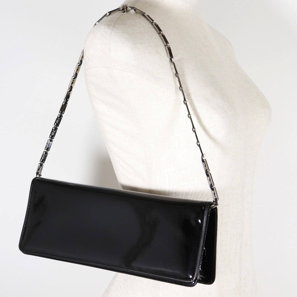 Salvatore Ferragamo Black Patent Leather Clutch