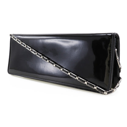 Salvatore Ferragamo Black Patent Leather Clutch