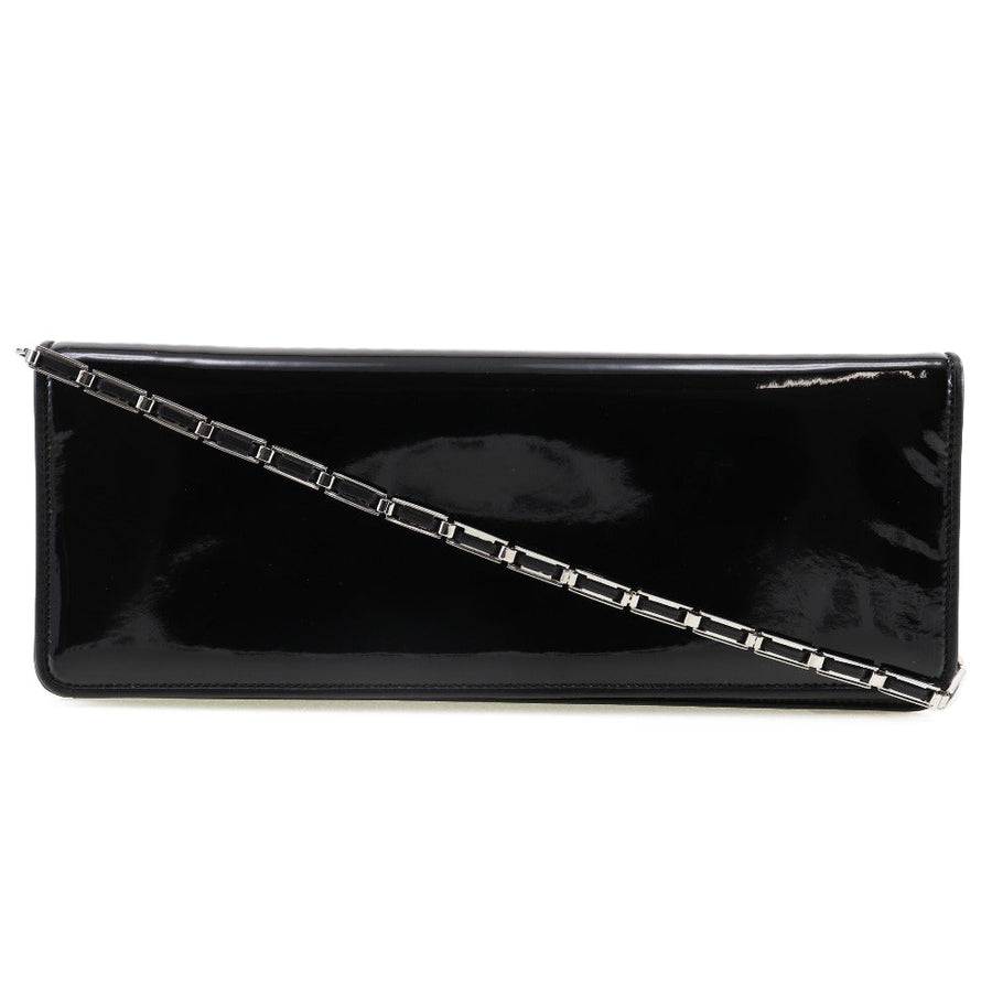 Salvatore Ferragamo Black Patent Leather Clutch