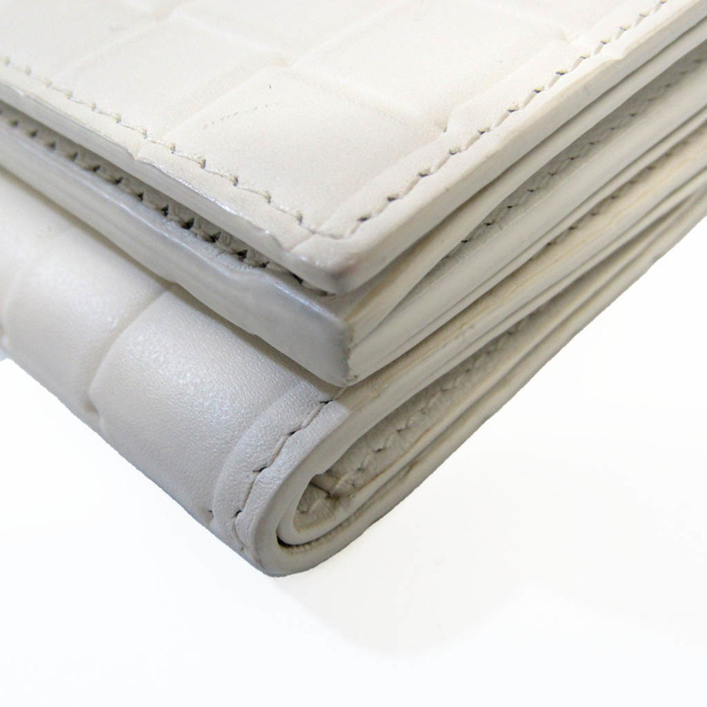 Bottega Veneta White Leather Intrecciato