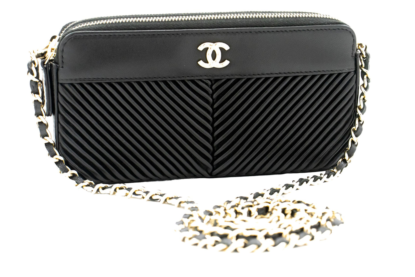 Chanel Black Leather V-stich