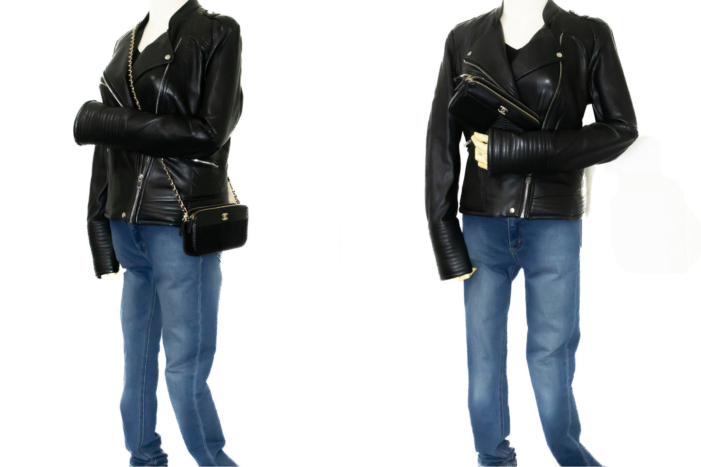 Chanel Black Leather V-stich