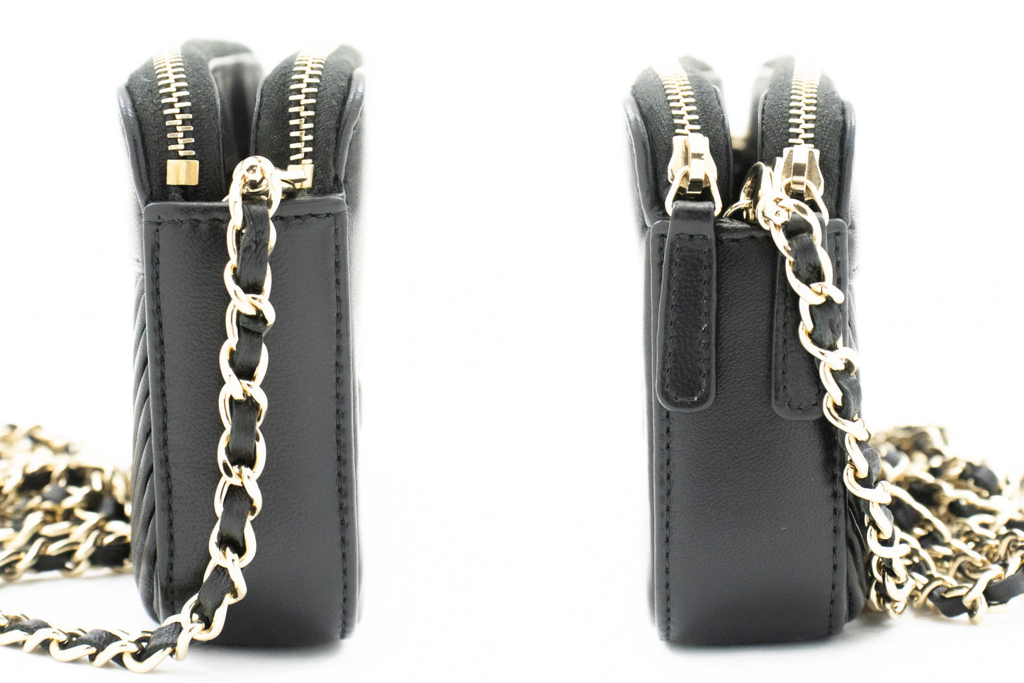 Chanel Black Leather V-stich