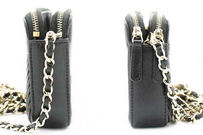 Chanel Black Leather V-stich