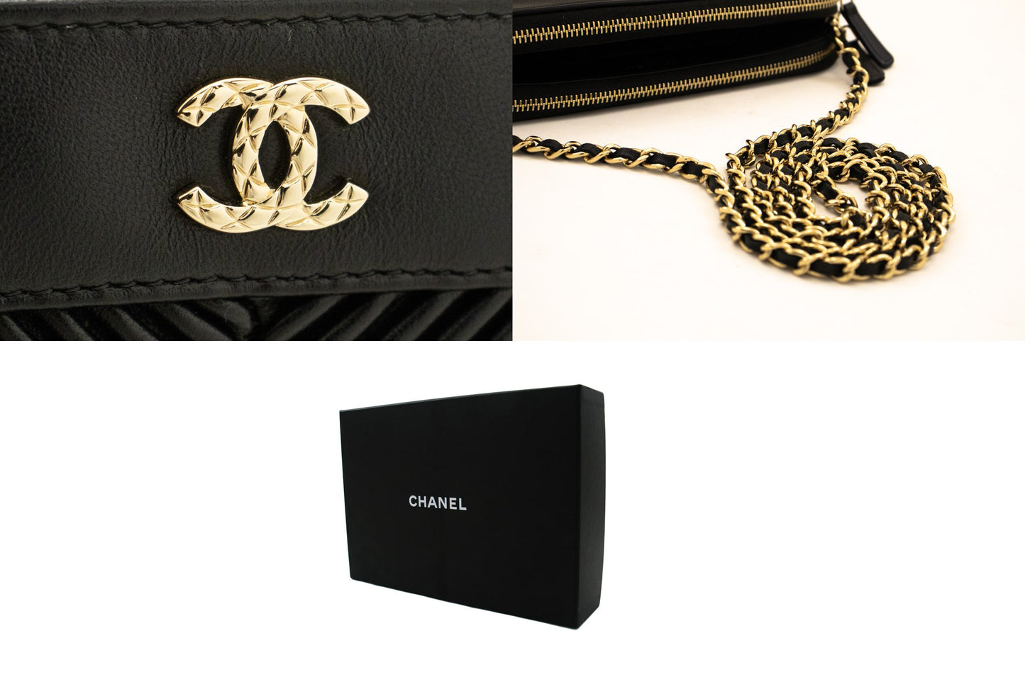 Chanel Black Leather V-stich