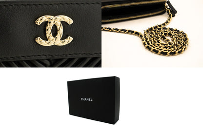 Chanel Black Leather V-stich