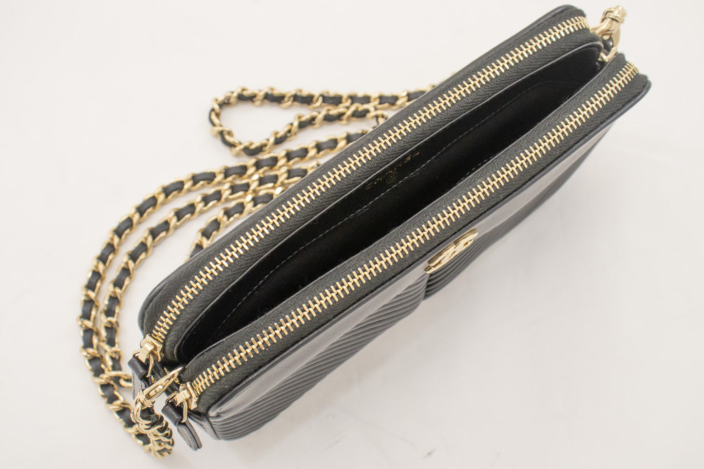 Chanel Black Leather V-stich