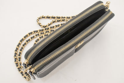 Chanel Black Leather V-stich
